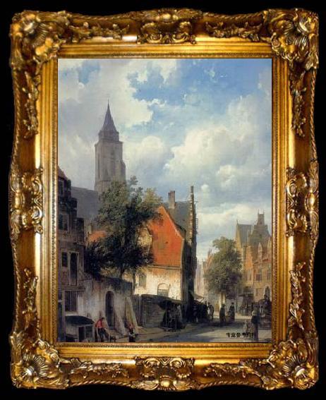 framed  unknow artist European city landscape, street landsacpe, construction, frontstore, building and architecture.003, ta009-2